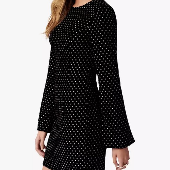 NWT EVER/FOREVER NEW TANYA SILVER ON BLACK SPOT DRESS - Picture 2 of 4